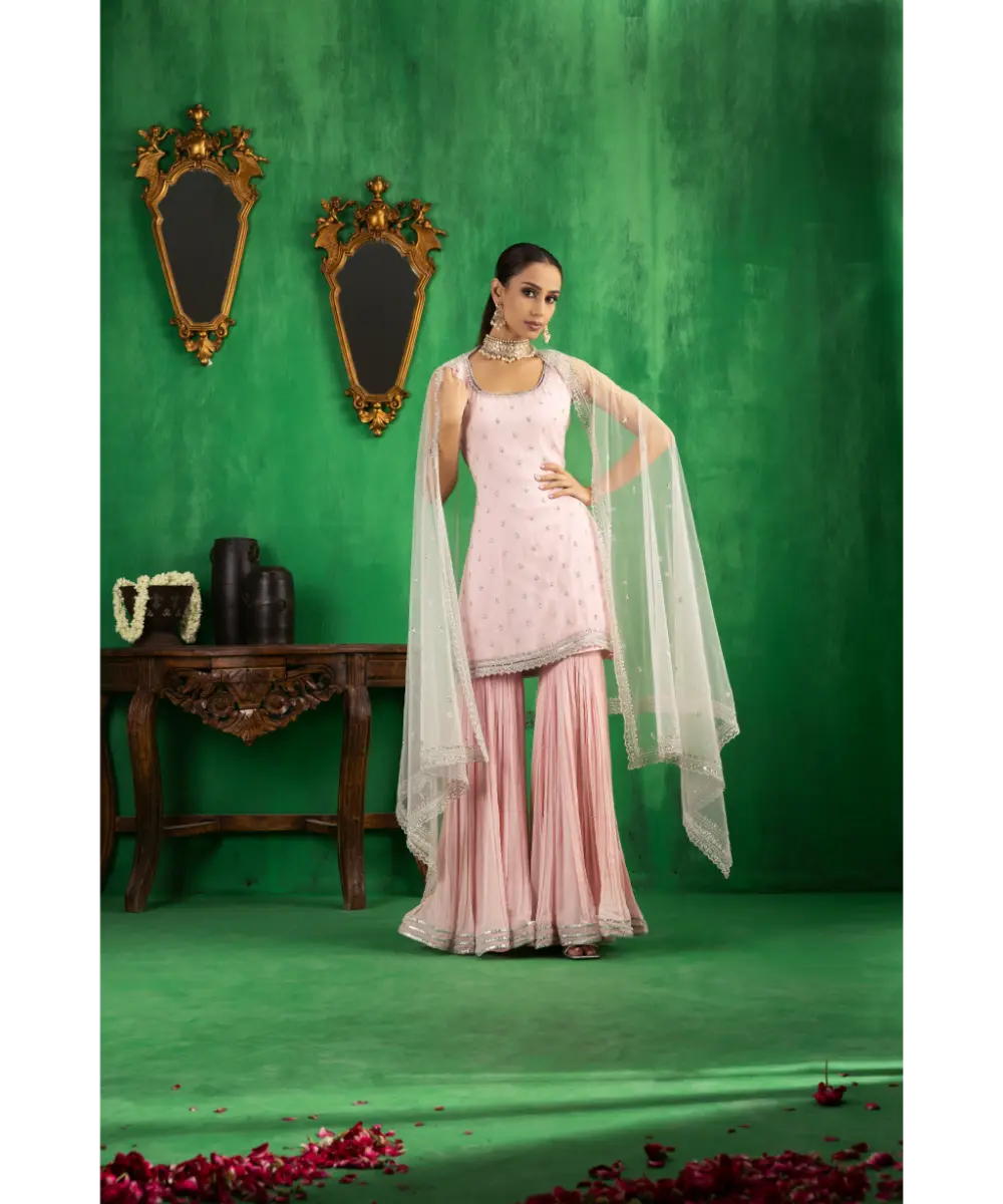 JIGAR MALI - Baby pink gharara set